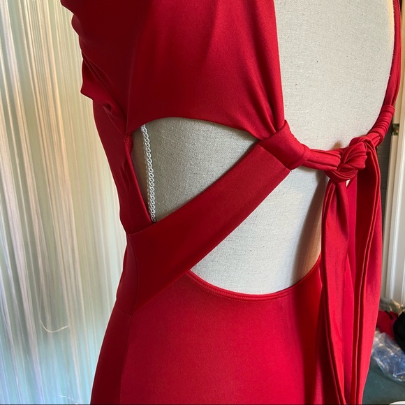 Red Long Sleeve Front Knot Cut Out Back Top Size XS - Picture 9 of 16